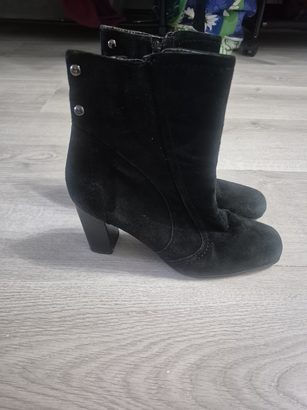 Franco Sarto Black Suede Mid-Calf Heel Boots